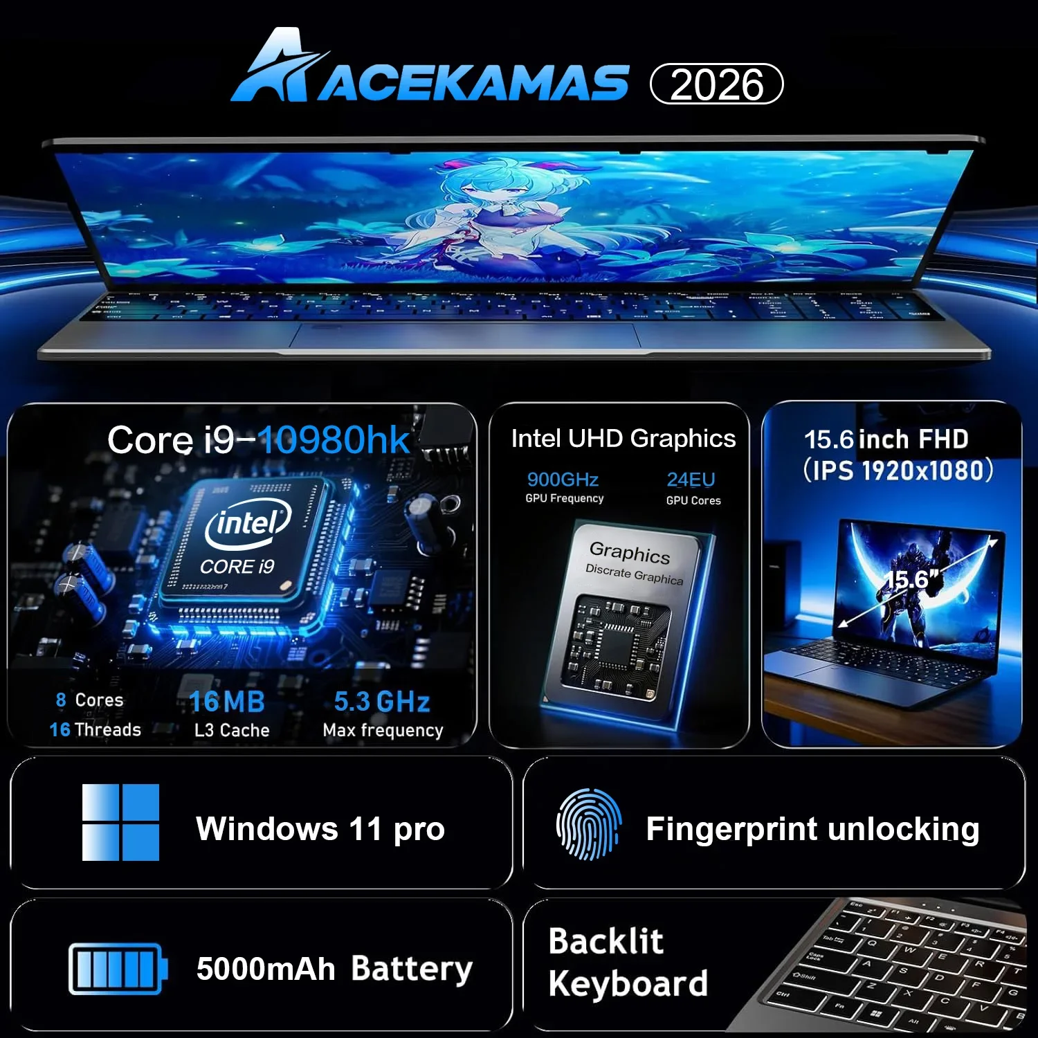 لابتوب محمول بشاشة 15.6 بوصة،  - مراجعة Pc Gaming Intel وسعره